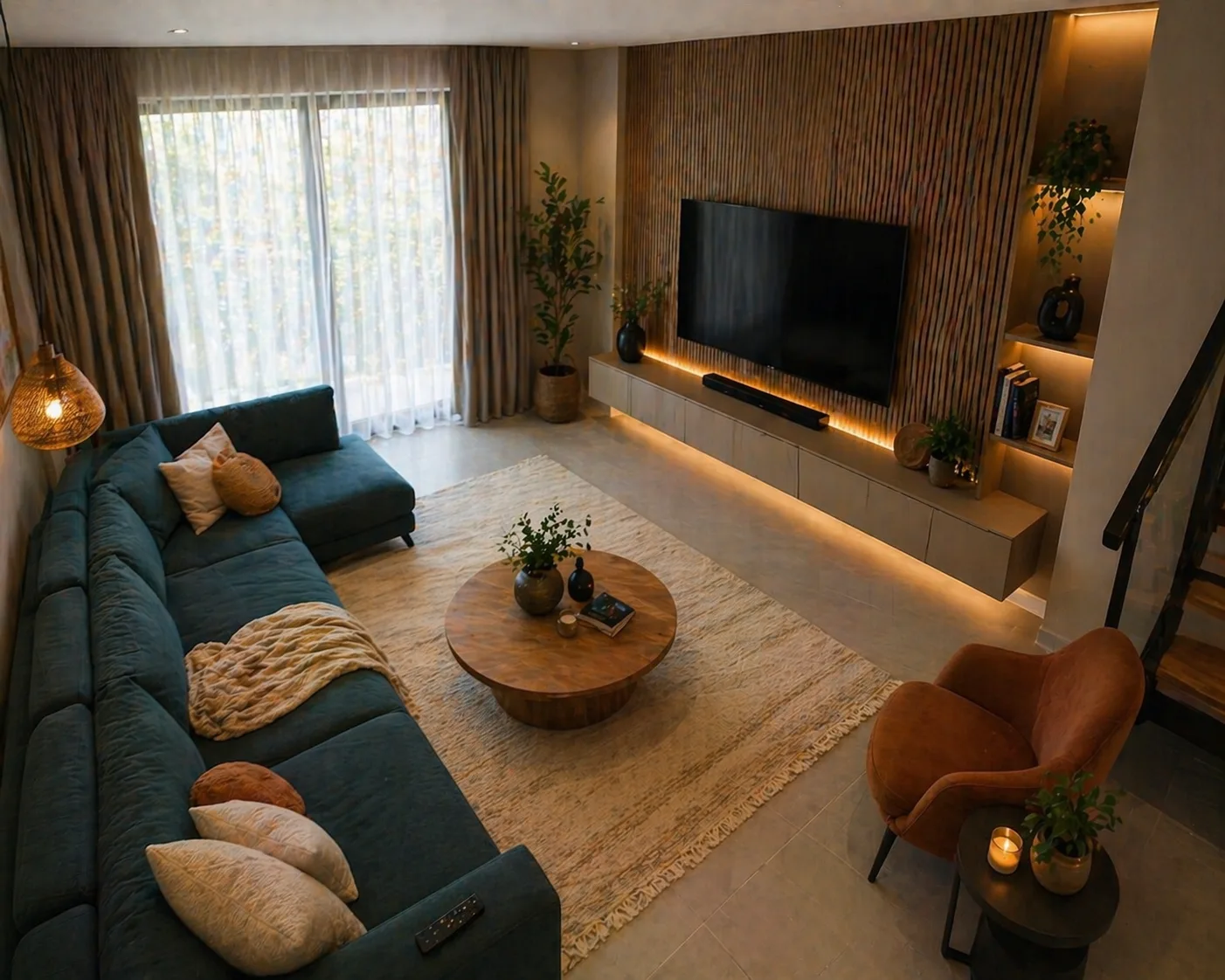 Grand contemporary living room concept, Vaishali Nagar, Jaipur — Editor's Choice