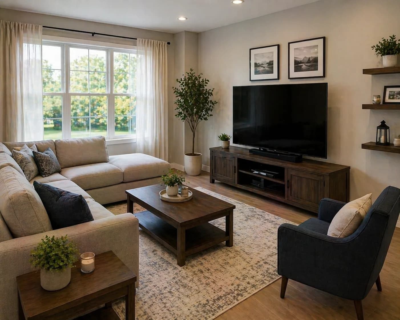 Smart living room concept, evening scene, Raja Park, Jaipur