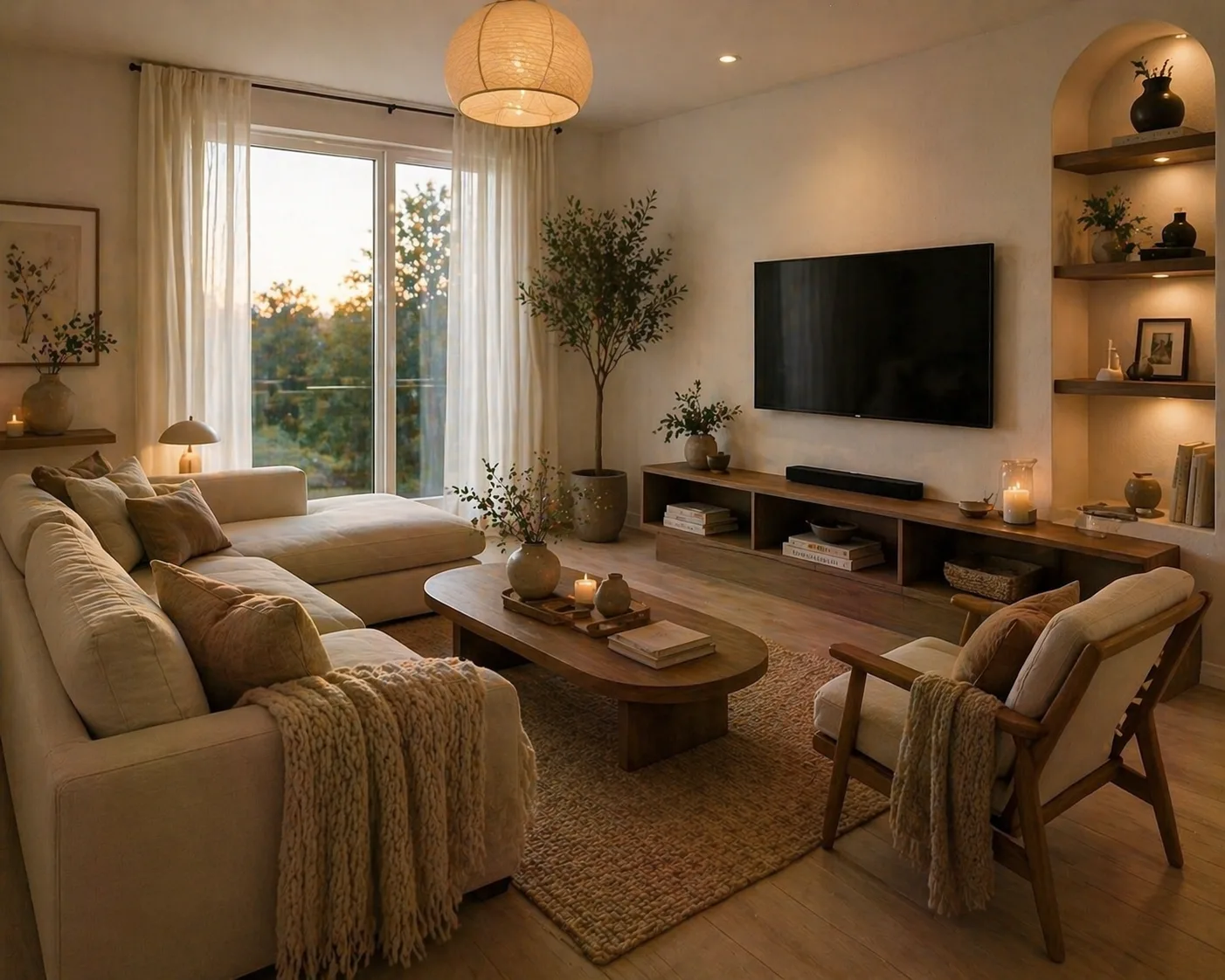 Smart living room concept, cozy scene, Raja Park, Jaipur