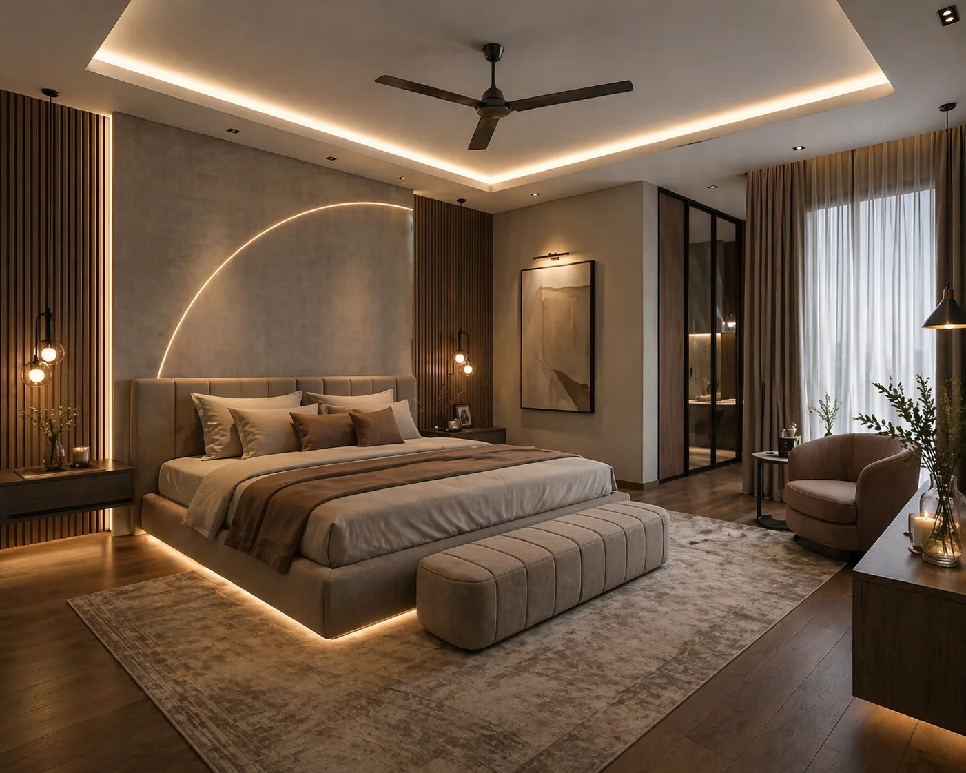 Luxury master bedroom suite concept with walk-in wardrobe, Malviya Nagar, Jaipur