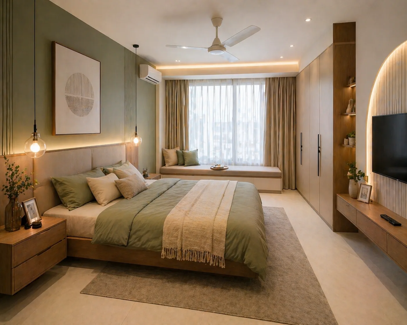 Bedroom adjoining walk-in closet concept, Bani Park, Jaipur