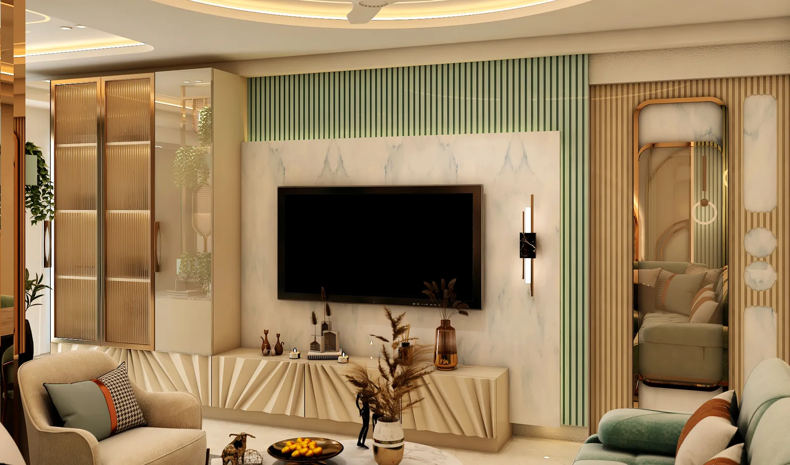 Living and dining detail, Ved Prakash Residence, Jaipur