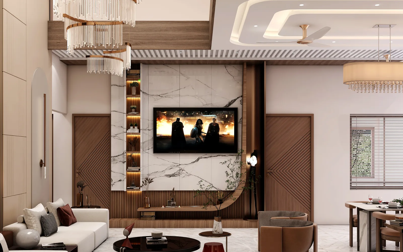 TV unit wall, Ram Ji Residence, Jaipur