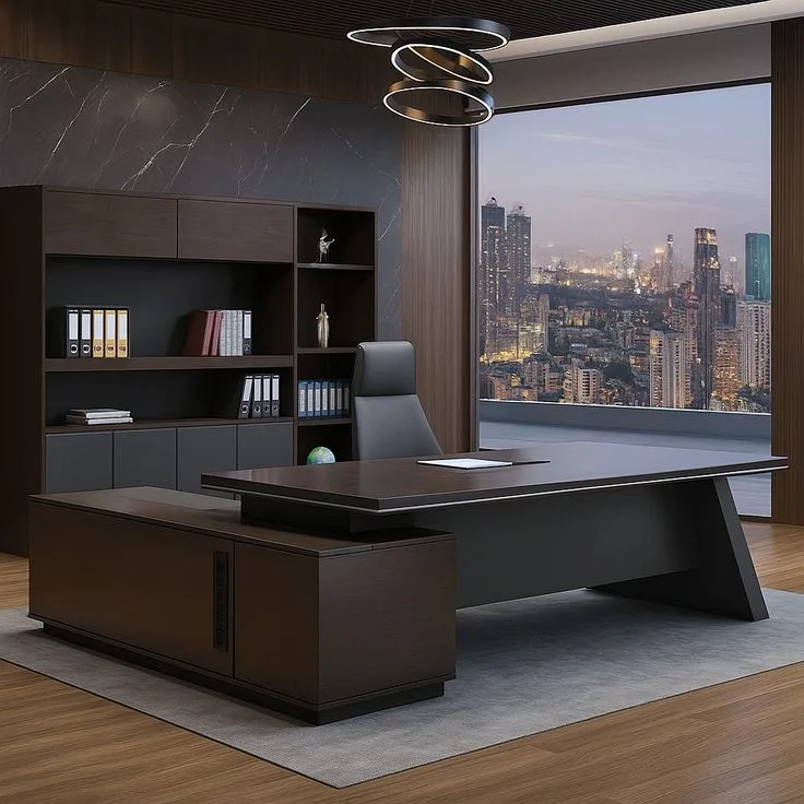Styled home office concept with designer seating