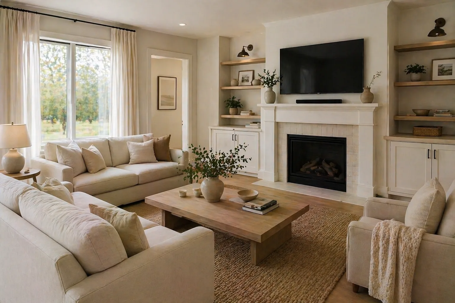 Scandinavian smart living room concept, Raja Park, Jaipur — Compact Homes