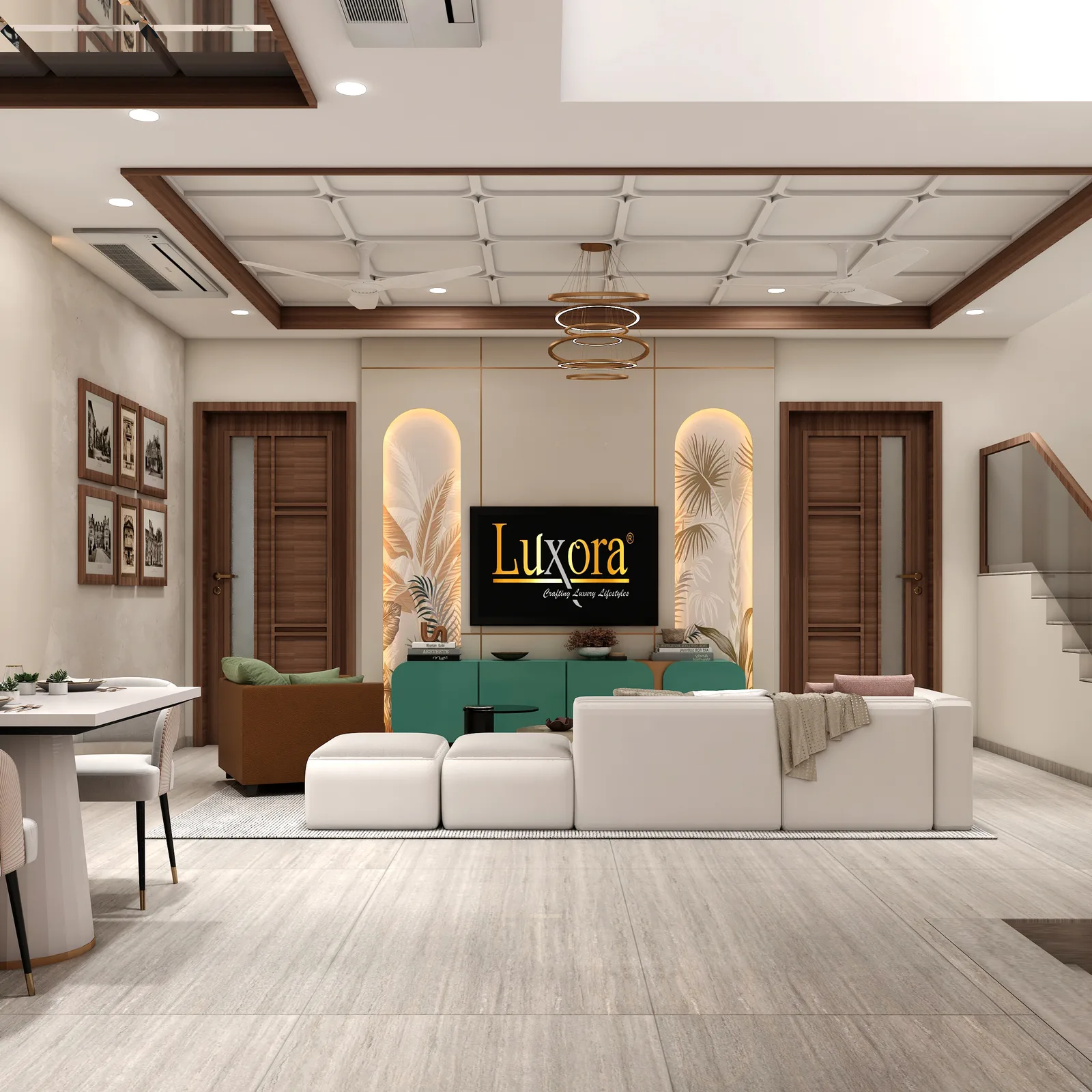 Elegant, fully styled living room by Luxora